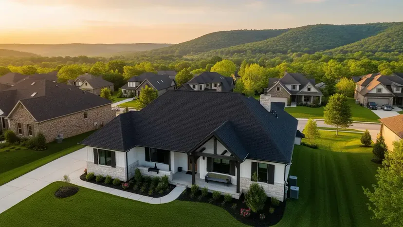Residential roof replacement in Eureka Springs, Arkansas — completed asphalt shingle roof by Pinnacle Roofing & Siding