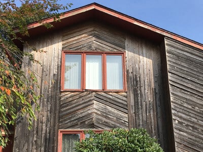 Weathered wood siding exterior wall